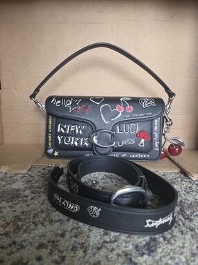 COACH Black Sketch Tabby 26 & Charm